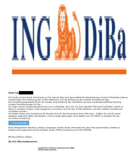 Phishing-Mail ING-DiBa