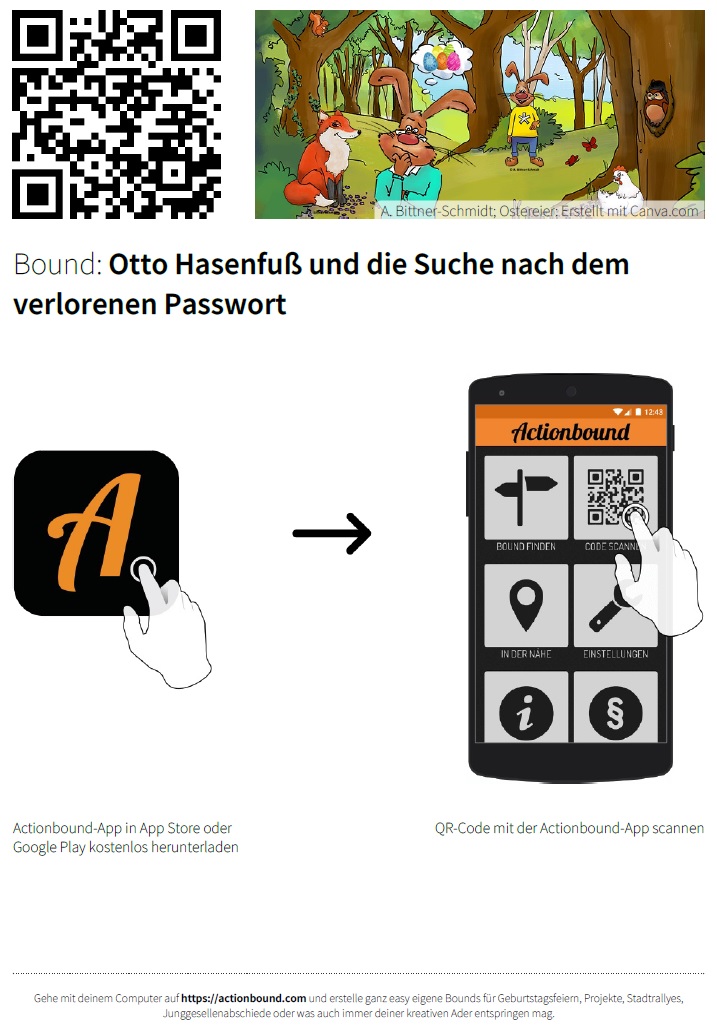 Anleitung zur Online-Schnitzeljagd mit Anweisungen und QR-Code