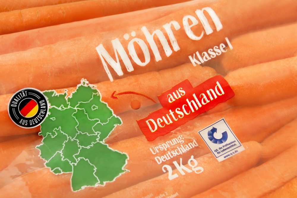 Möhrenpackung mit Herkunftsangabe