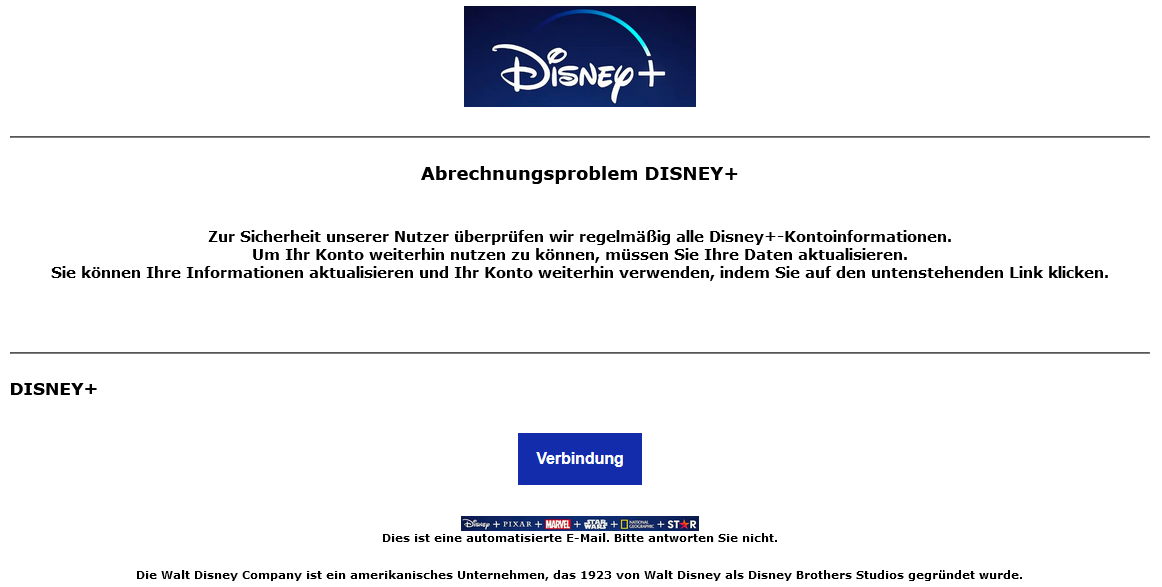 Disney+ Phishing