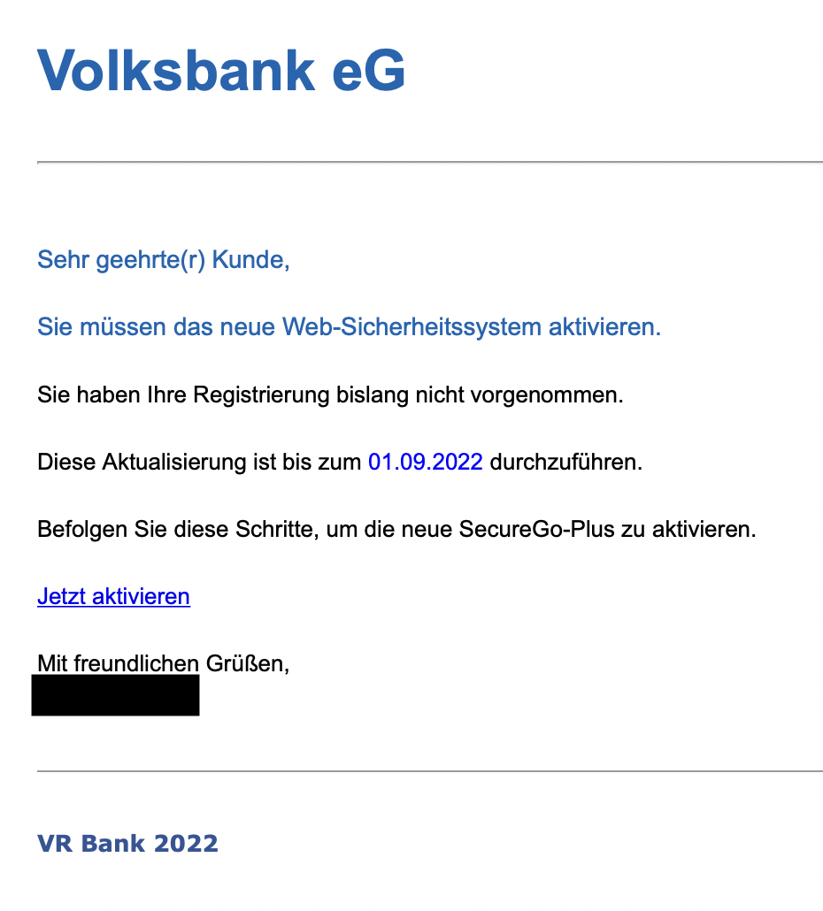 Volksbank Phishing