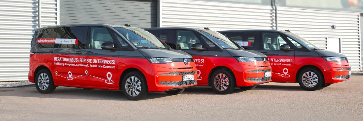 Die drei Beratungsbusse der Verbraucherzentrale Sachsen