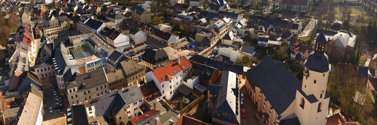 Sicht auf Glauchau aus der Luft