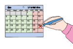 Grafik: Ein Termin wird in einen analogen Terminkalender eingetragen