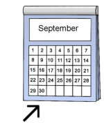 Ein Kalender im September mit Zeiger auf dem 30. 