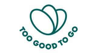 Illustration einer Blüte mit Schriftzug "Too Good to Go" als Logo der gleichnamigen App